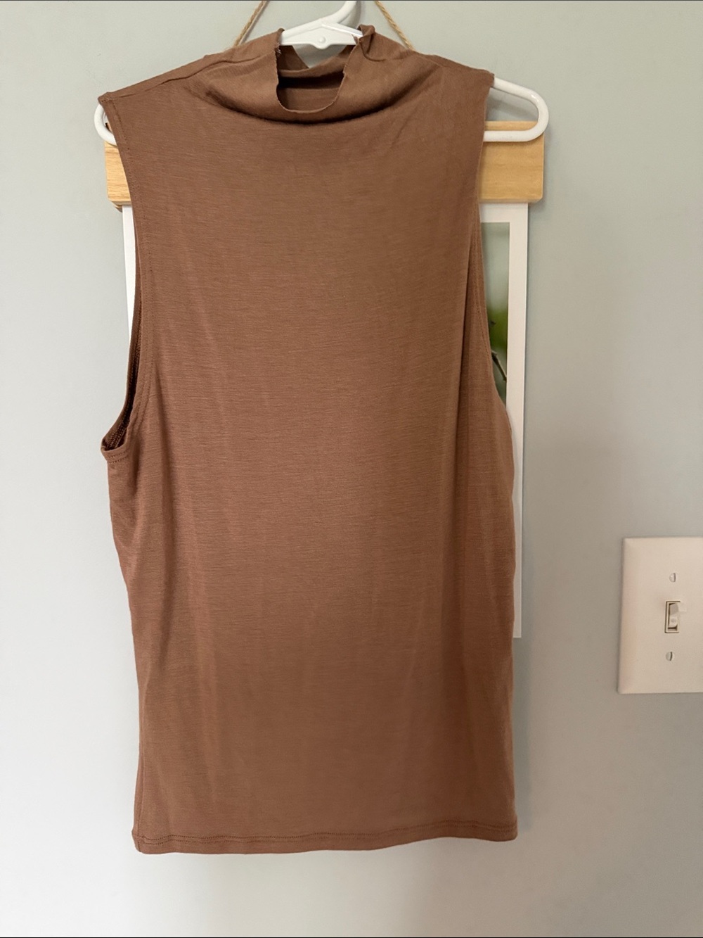 Joah Brown Sleeveless Mock Neck Tank in Warm Brown